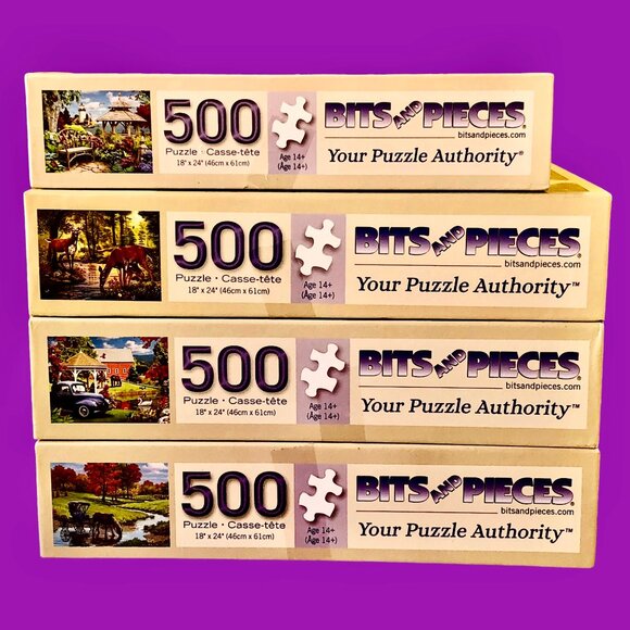 Bits & Pieces Puzzle Lot of 4 Puzzles 500 Pieces Scenery Horses Deer Ducks Birds - Picture 6 of 11